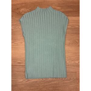 Ann Taylor blue green mock neck wide ribbed sweater tank womens size large
